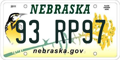 NE license plate 93RP97