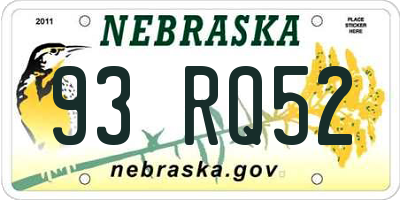 NE license plate 93RQ52