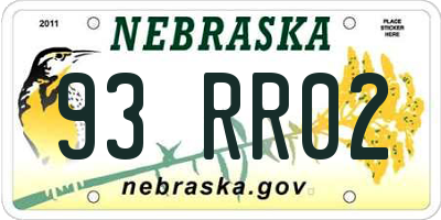 NE license plate 93RR02