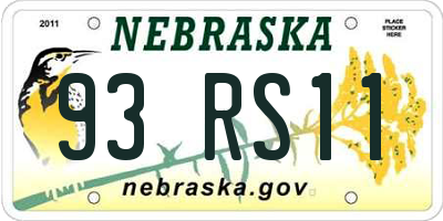 NE license plate 93RS11