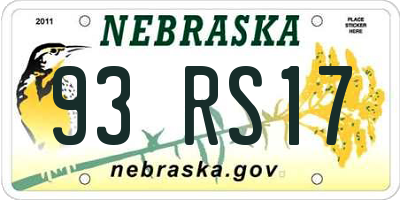 NE license plate 93RS17