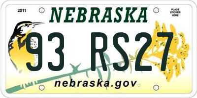 NE license plate 93RS27