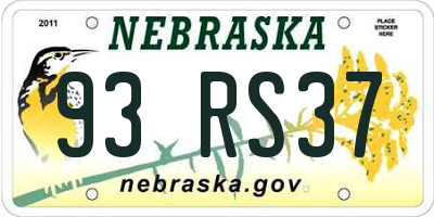 NE license plate 93RS37