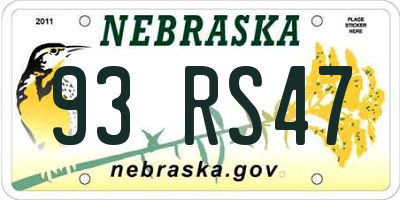 NE license plate 93RS47
