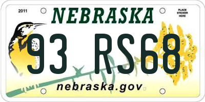 NE license plate 93RS68