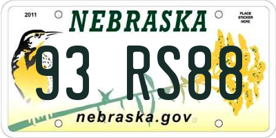 NE license plate 93RS88