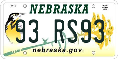 NE license plate 93RS93