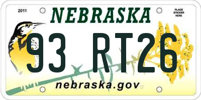 NE license plate 93RT26
