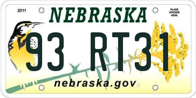 NE license plate 93RT31