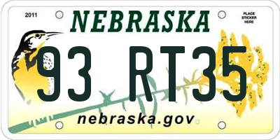 NE license plate 93RT35
