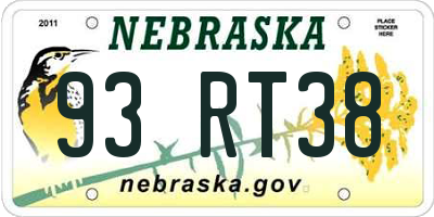 NE license plate 93RT38