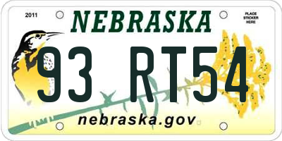 NE license plate 93RT54