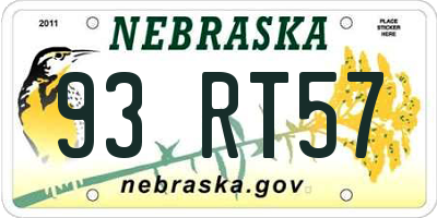 NE license plate 93RT57