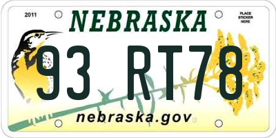 NE license plate 93RT78
