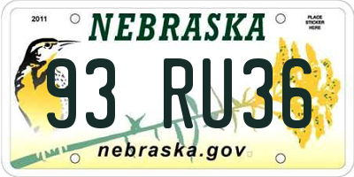 NE license plate 93RU36