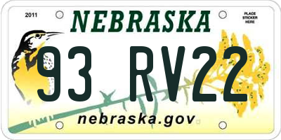 NE license plate 93RV22