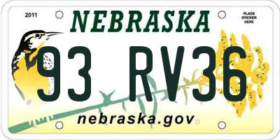 NE license plate 93RV36