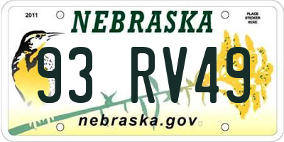 NE license plate 93RV49