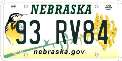 NE license plate 93RV84