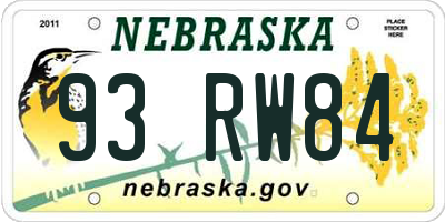 NE license plate 93RW84