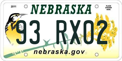 NE license plate 93RX02