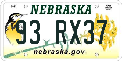 NE license plate 93RX37