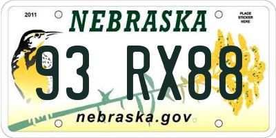NE license plate 93RX88