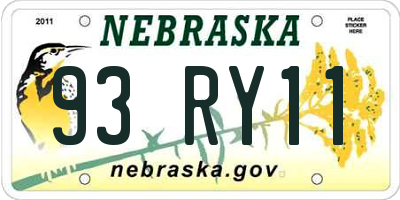 NE license plate 93RY11