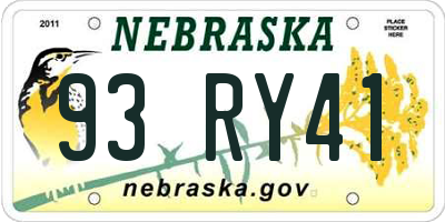 NE license plate 93RY41