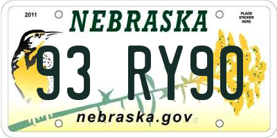 NE license plate 93RY90