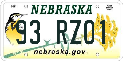 NE license plate 93RZ01