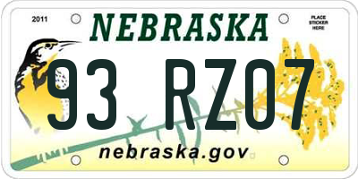 NE license plate 93RZ07