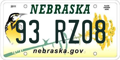 NE license plate 93RZ08