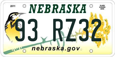 NE license plate 93RZ32