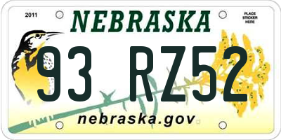 NE license plate 93RZ52