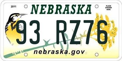 NE license plate 93RZ76