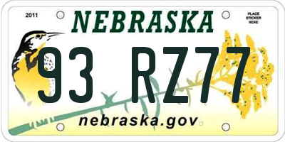 NE license plate 93RZ77