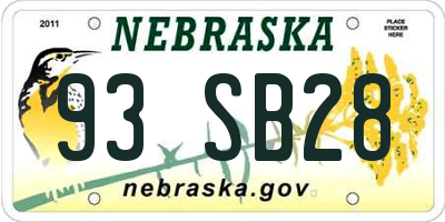 NE license plate 93SB28