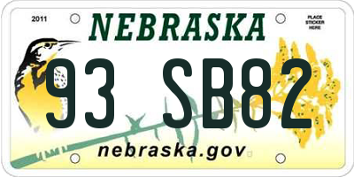 NE license plate 93SB82