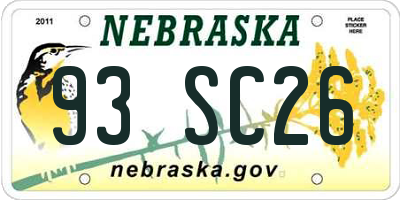 NE license plate 93SC26