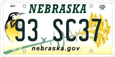 NE license plate 93SC37