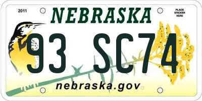 NE license plate 93SC74