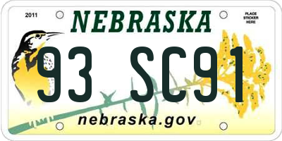 NE license plate 93SC91