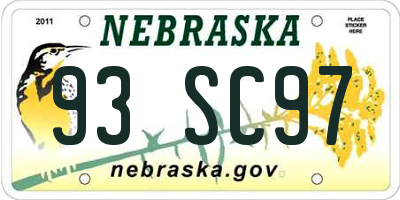 NE license plate 93SC97
