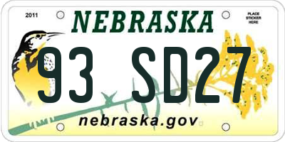NE license plate 93SD27