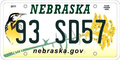 NE license plate 93SD57