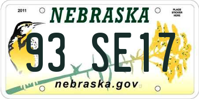 NE license plate 93SE17