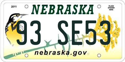 NE license plate 93SE53