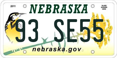 NE license plate 93SE55