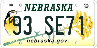 NE license plate 93SE71